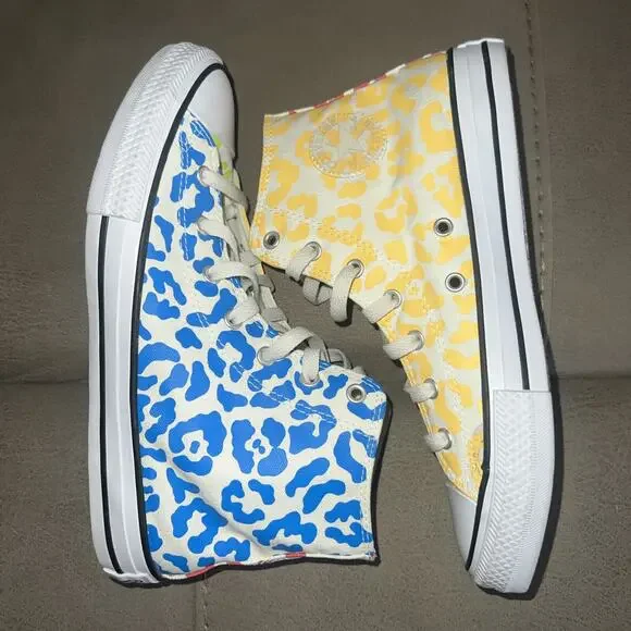 Converse All Star HI Marquis Mills Junior Sz 6 / 7.5 Leopard Print Chuck Taylor - Picture 7 of 11